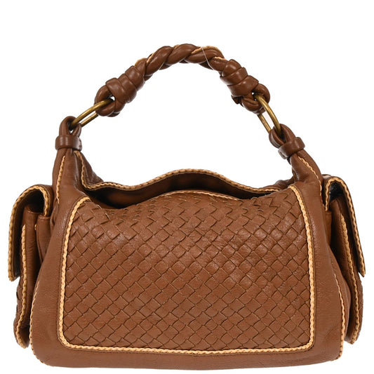 Bottega Veneta Brown Calfskin Intrecciato Handbag