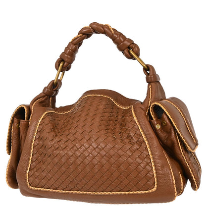 Bottega Veneta Brown Calfskin Intrecciato Handbag