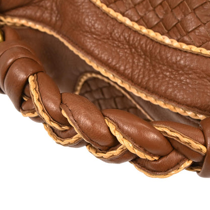 Bottega Veneta Brown Calfskin Intrecciato Handbag