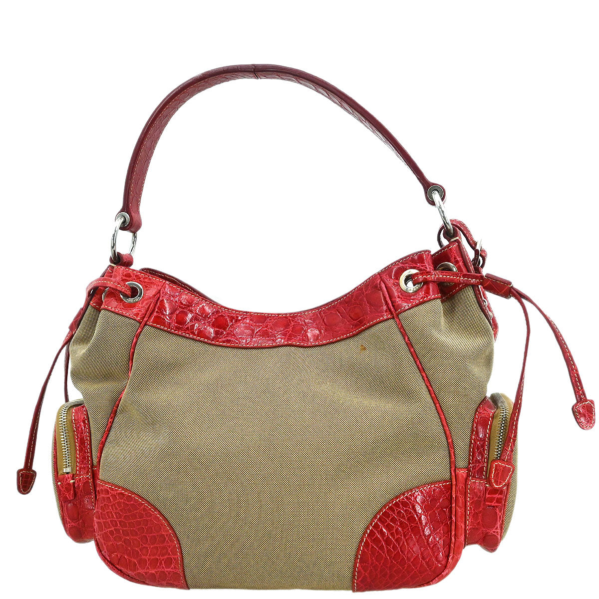 Prada * Beige Nylon Logo Jacquard Handbag