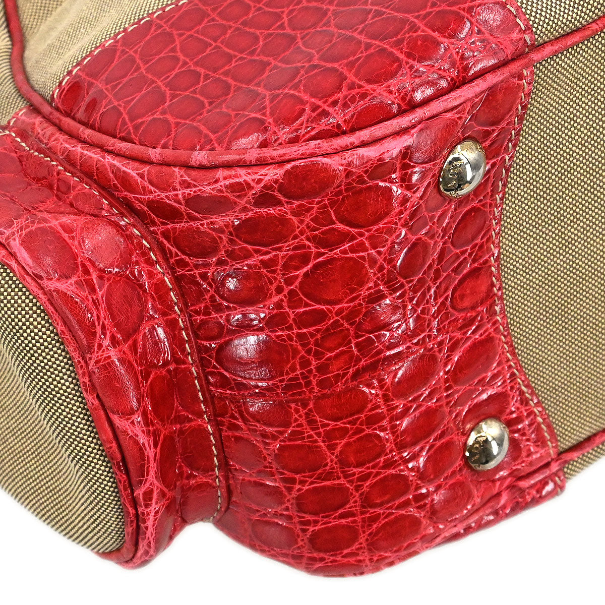 Prada * Beige Nylon Logo Jacquard Handbag