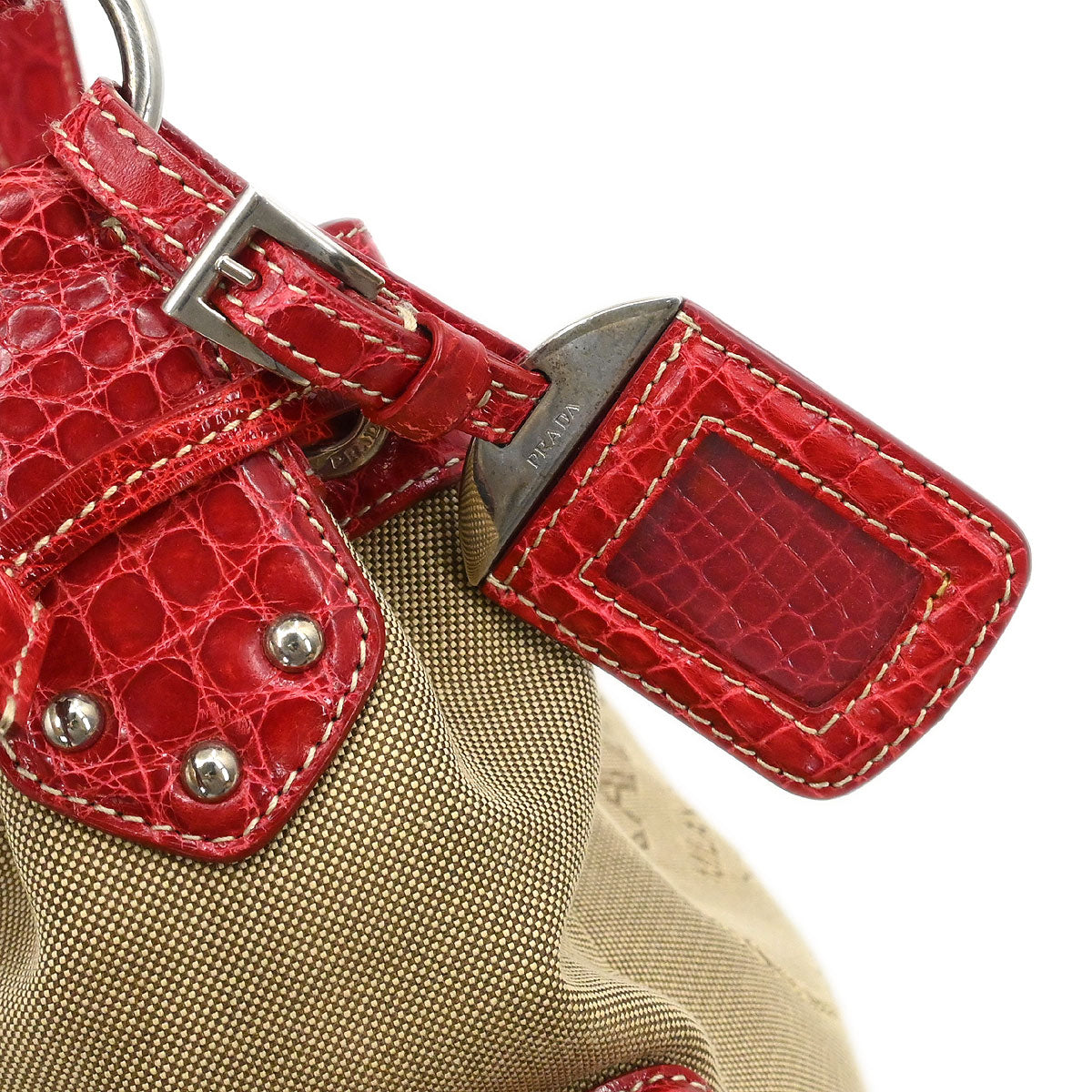 Prada * Beige Nylon Logo Jacquard Handbag