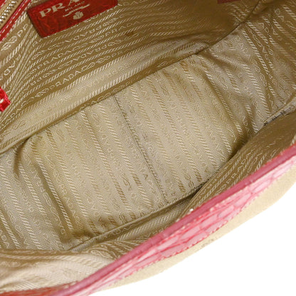 Prada * Beige Nylon Logo Jacquard Handbag