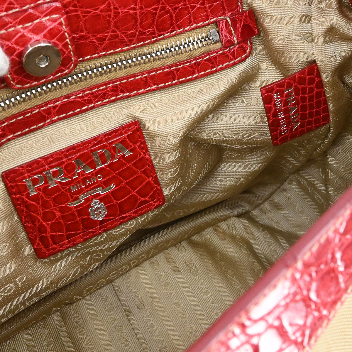 Prada * Beige Nylon Logo Jacquard Handbag