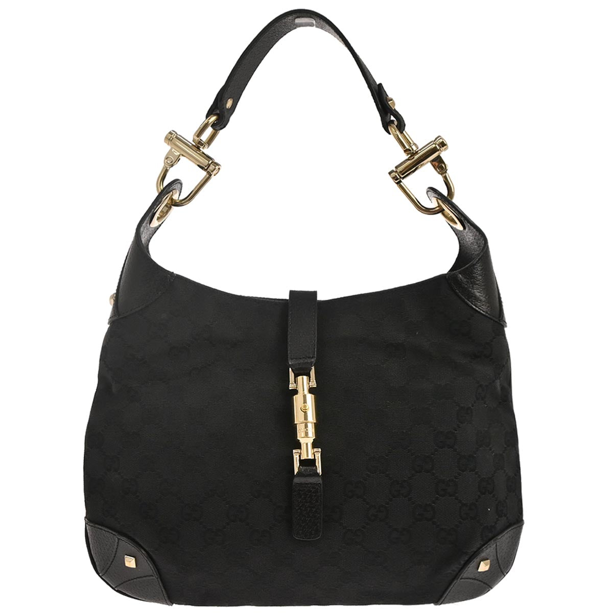 Gucci Black Canvas GG Hobo Handbag