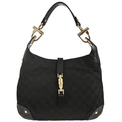 Gucci Black Canvas GG Hobo Handbag