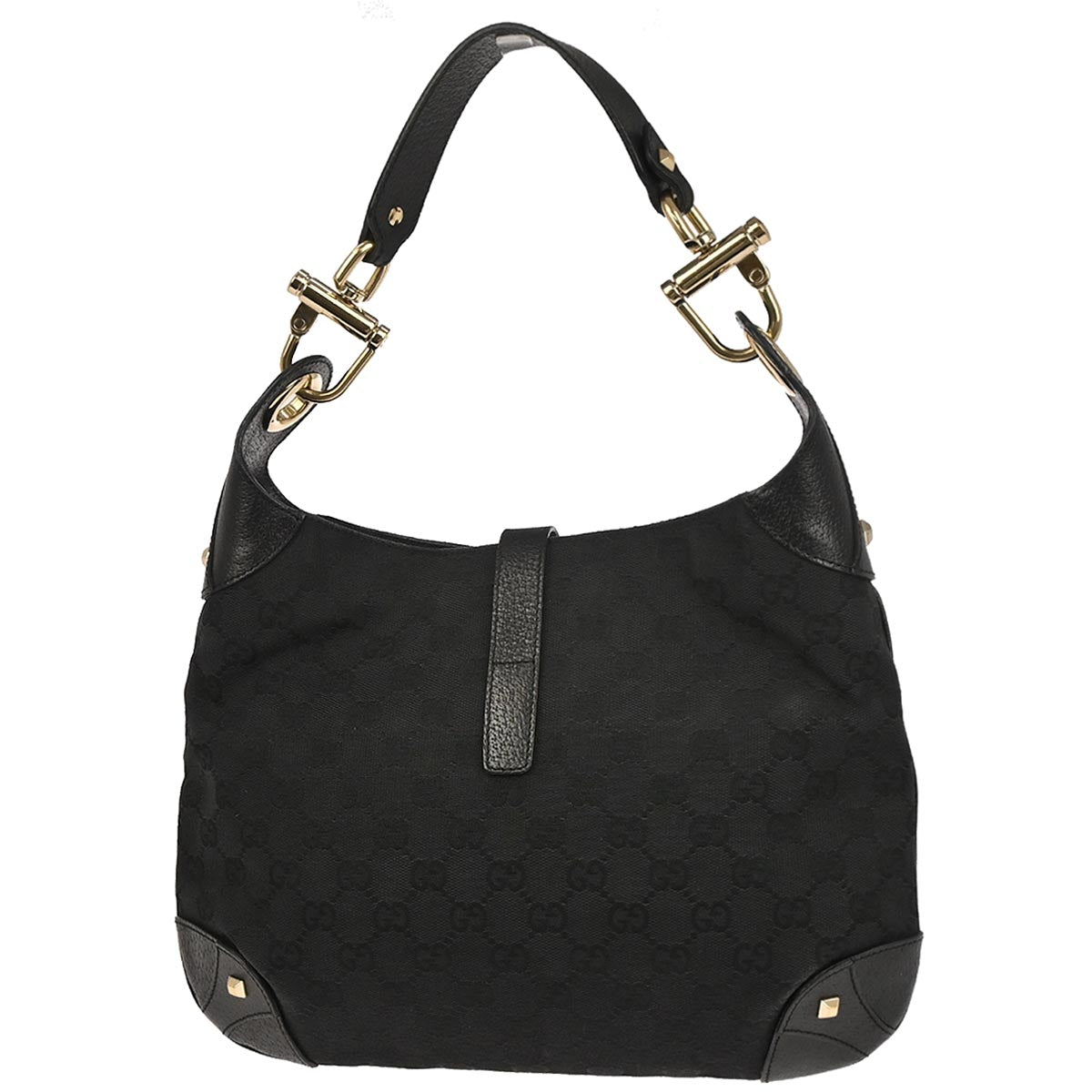 Gucci Black Canvas GG Hobo Handbag