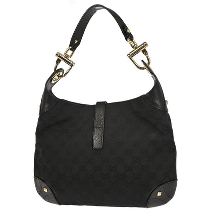 Gucci Black Canvas GG Hobo Handbag