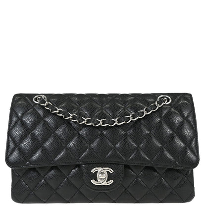 Chanel Black Caviar Skin Medium Classic Double Flap Shoulder Bag