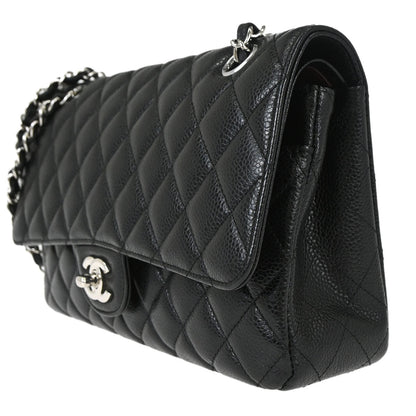 Chanel Black Caviar Skin Medium Classic Double Flap Shoulder Bag