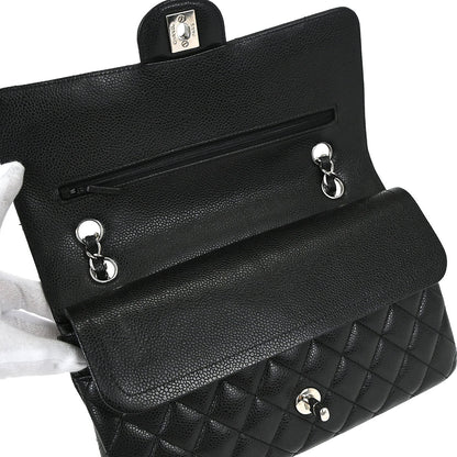 Chanel Black Caviar Skin Medium Classic Double Flap Shoulder Bag