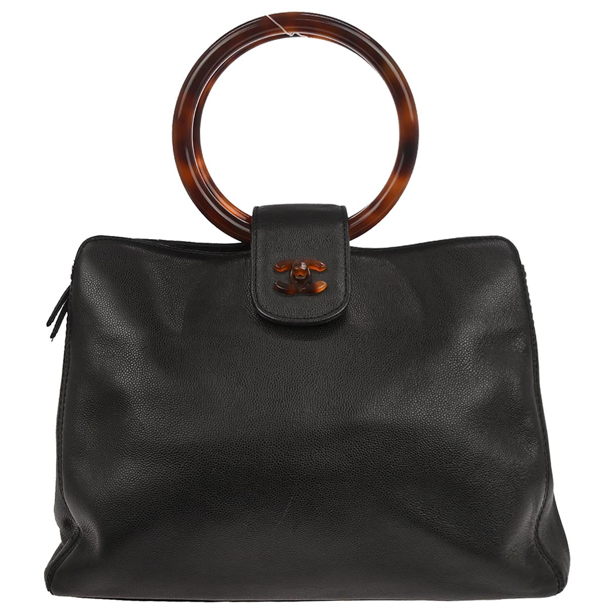 Chanel 1997-1999 Black Caviar Skin Handbag