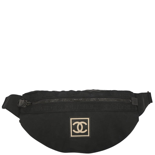 Chanel 2002-2003 Black Canvas Sport Line Waist Bum Bag