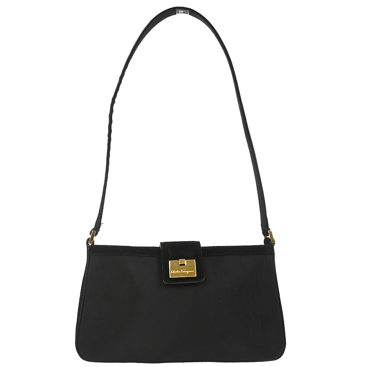 Salvatore Ferragamo Black Nylon Suede Handbag