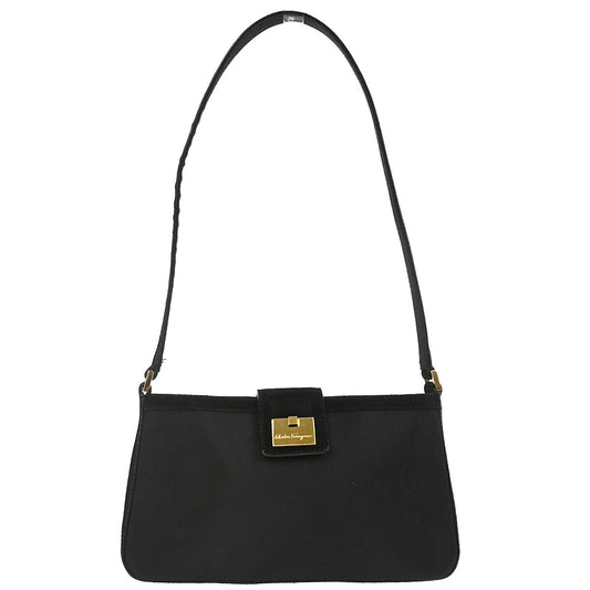 Salvatore Ferragamo Black Nylon Suede Handbag