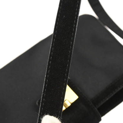 Salvatore Ferragamo Black Nylon Suede Handbag