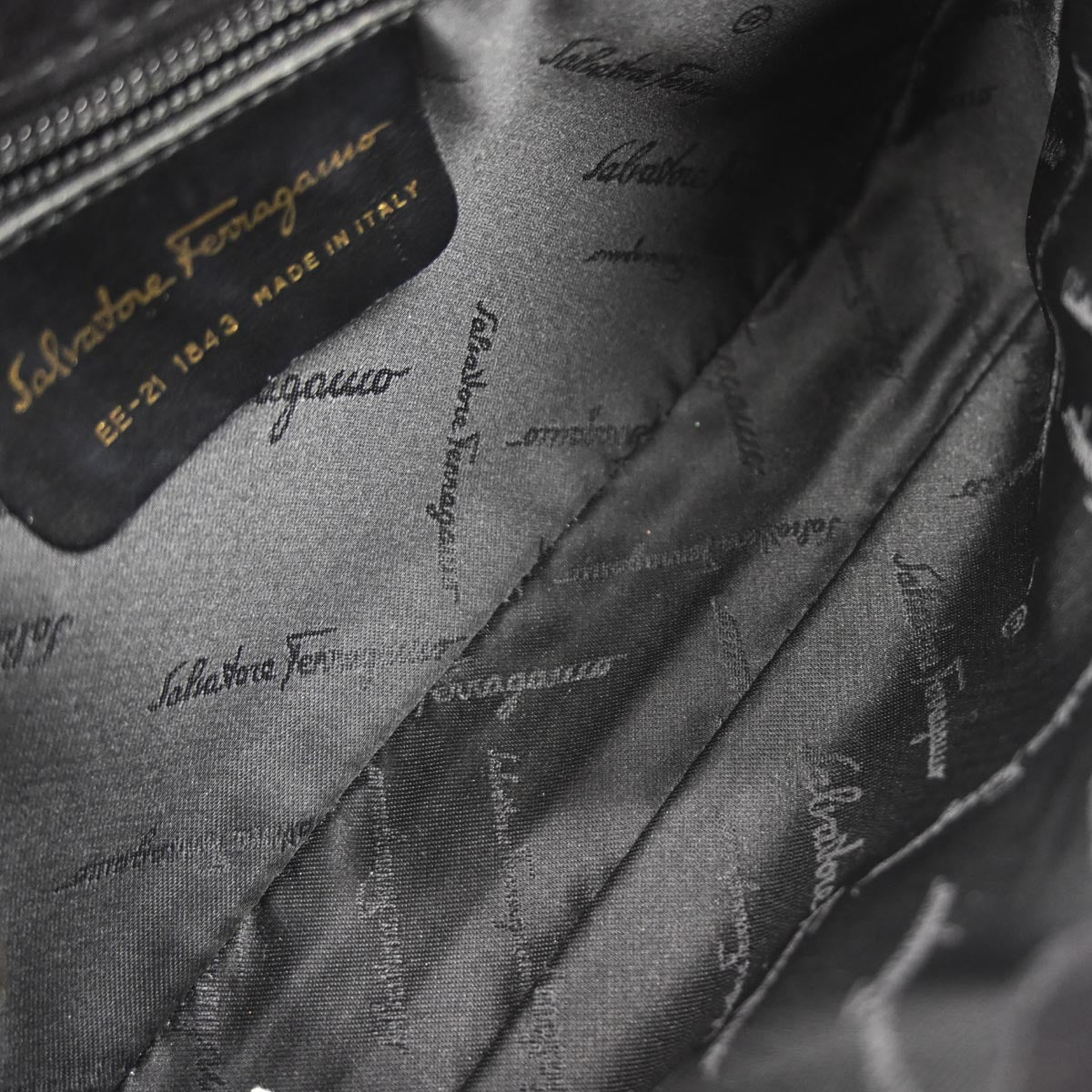 Salvatore Ferragamo Black Nylon Suede Handbag