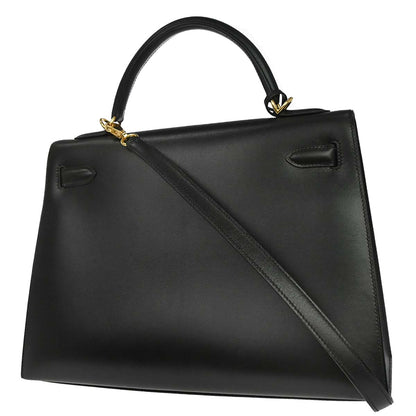 Hermes Black Box Calf Kelly 32 Sellier 2way Shoulder Handbag