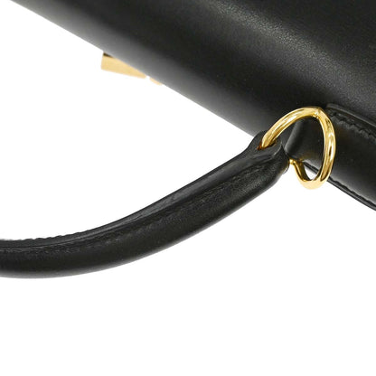 Hermes Black Box Calf Kelly 32 Sellier 2way Shoulder Handbag