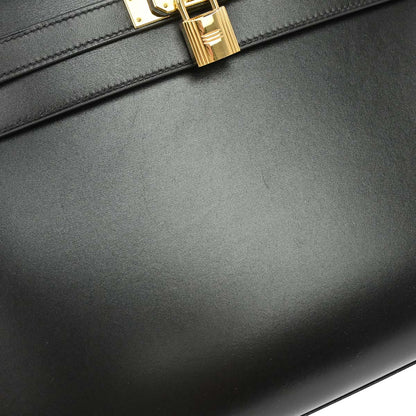Hermes Black Box Calf Kelly 32 Sellier 2way Shoulder Handbag