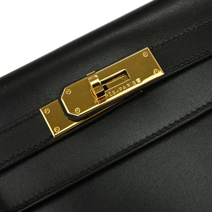 Hermes Black Box Calf Kelly 32 Sellier 2way Shoulder Handbag