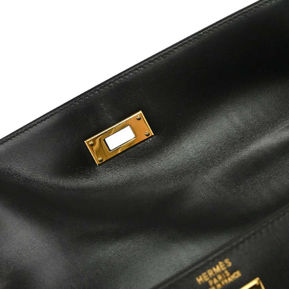 Hermes Black Box Calf Kelly 32 Sellier 2way Shoulder Handbag