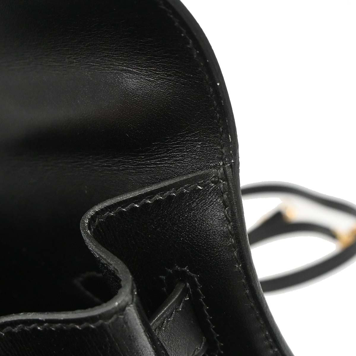 Hermes Black Box Calf Kelly 32 Sellier 2way Shoulder Handbag