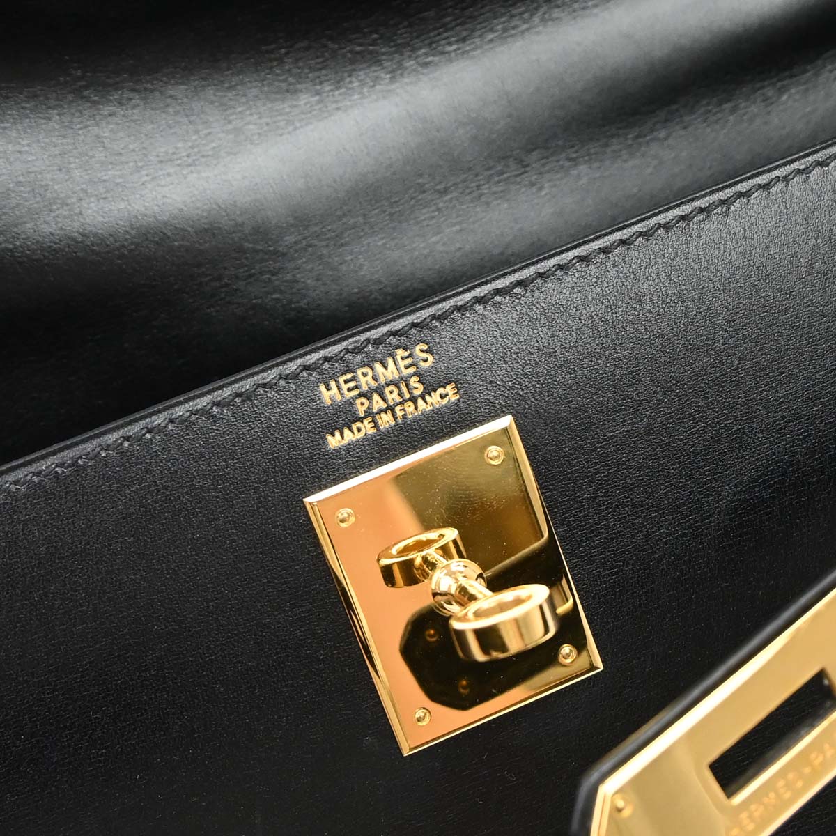 Hermes Black Box Calf Kelly 32 Sellier 2way Shoulder Handbag