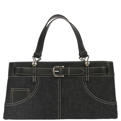 Christian Dior 2002 Navy Denim Belt Buckle Bag Handbag