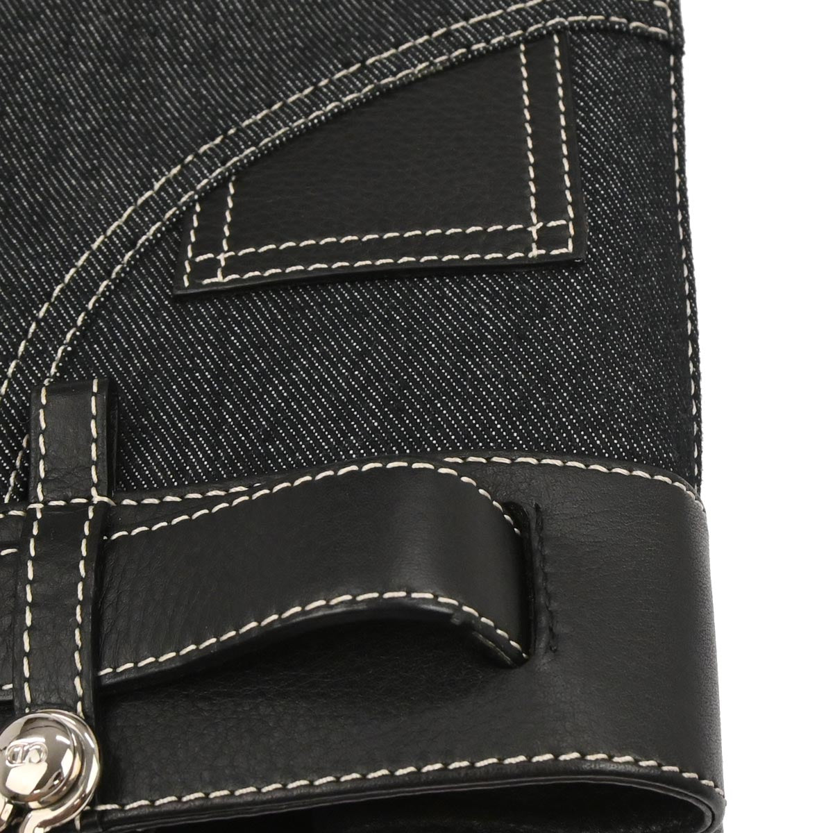 Christian Dior 2002 Navy Denim Belt Buckle Bag Handbag