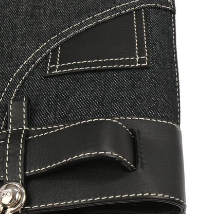 Christian Dior 2002 Navy Denim Belt Buckle Bag Handbag