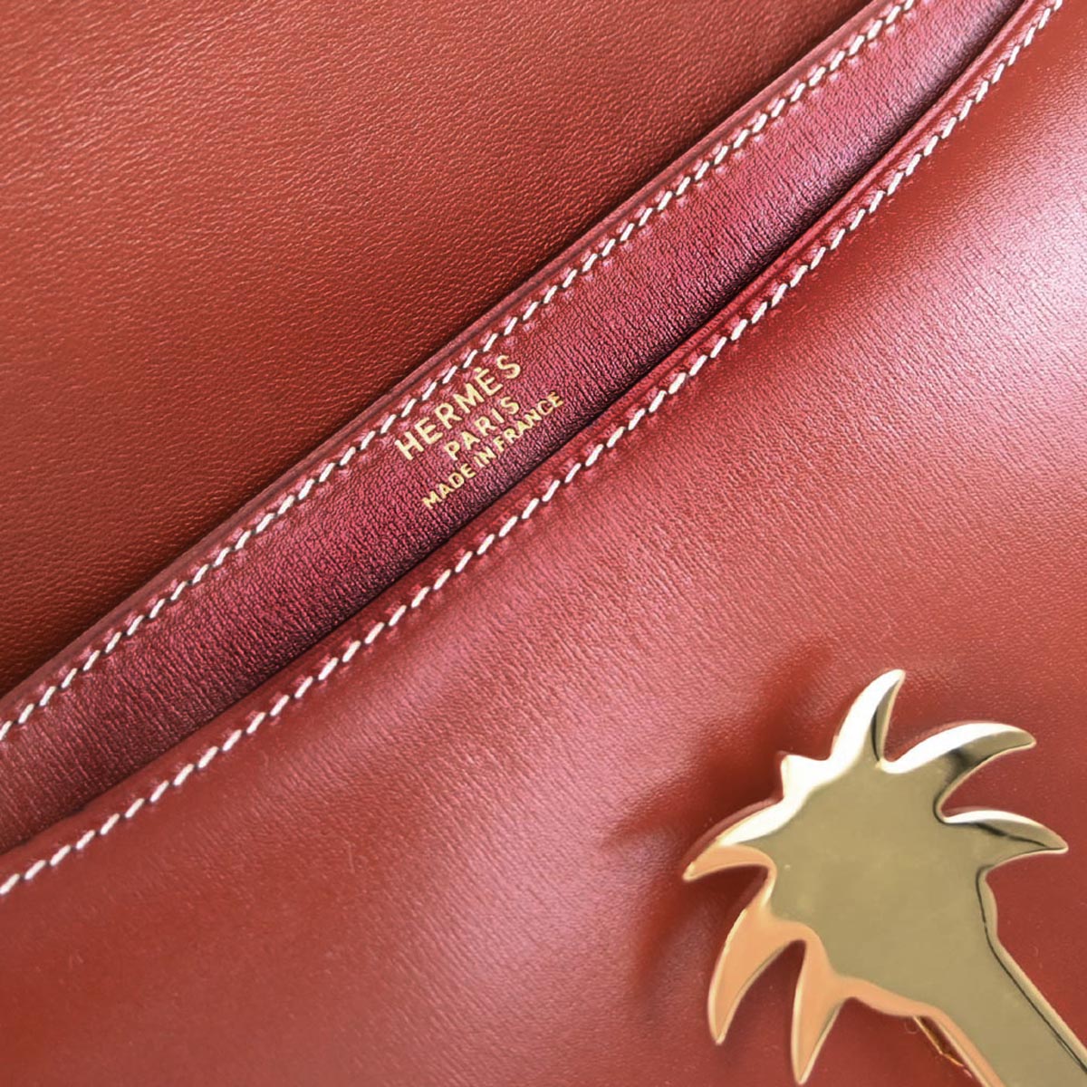 Hermes Brick Box Calf Palm Angels Shoulder Bag