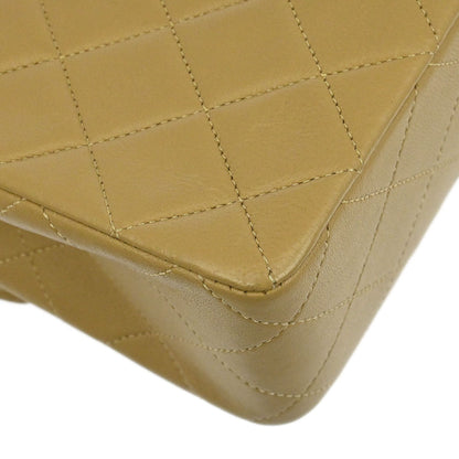 Chanel Beige Lambskin Classic Square Flap Shoulder Bag 20