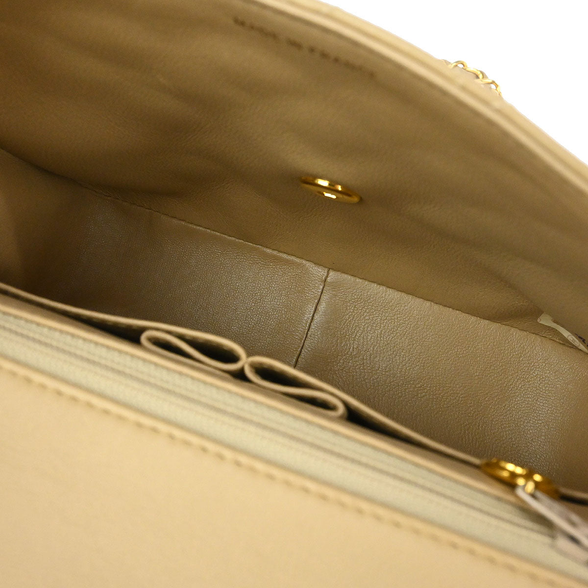 Chanel Beige Lambskin Classic Square Flap Shoulder Bag 20