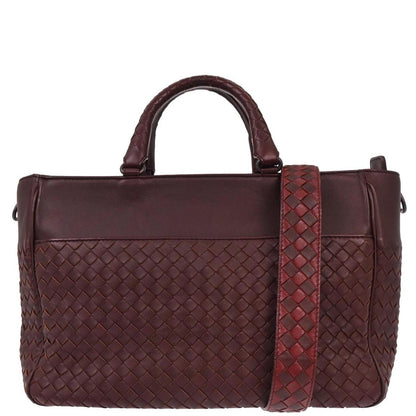 Bottega Veneta Bordeaux Lambskin Intrecciato 2way Shoulder Handbag