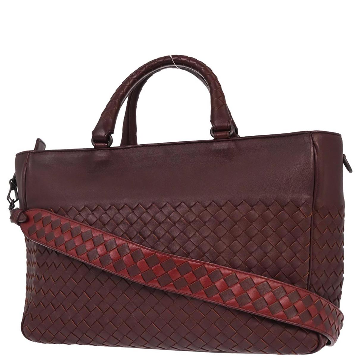 Bottega Veneta Bordeaux Lambskin Intrecciato 2way Shoulder Handbag