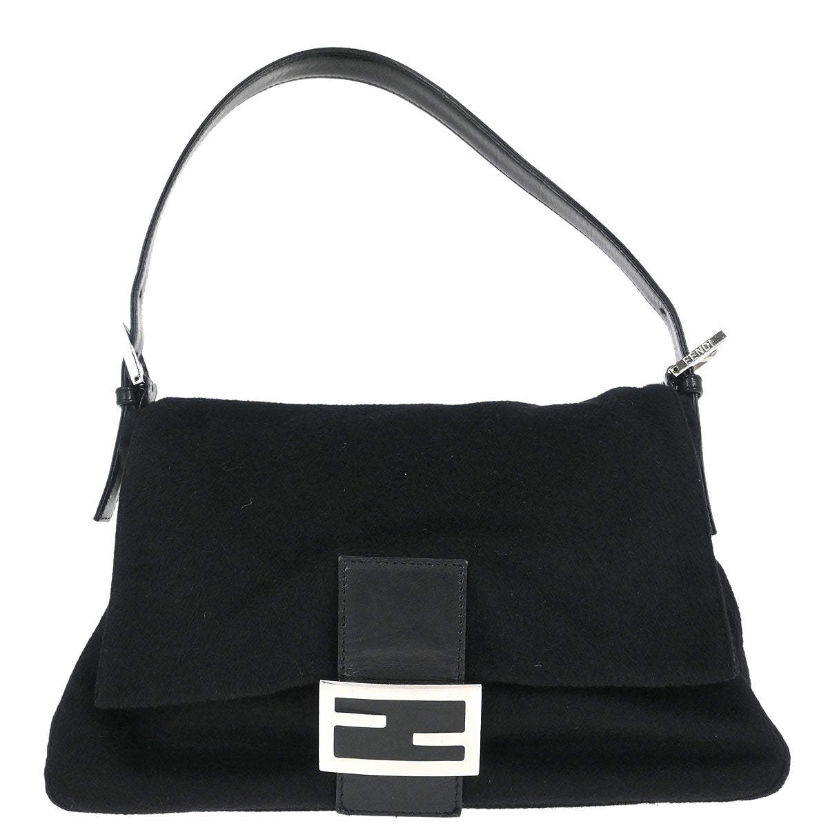 Fendi Black Cashmere Mamma Baguette Handbag