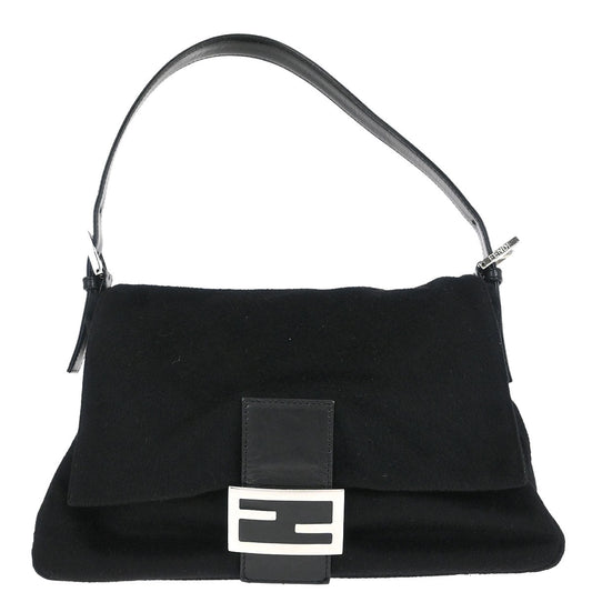 Fendi Black Cashmere Mamma Baguette Handbag