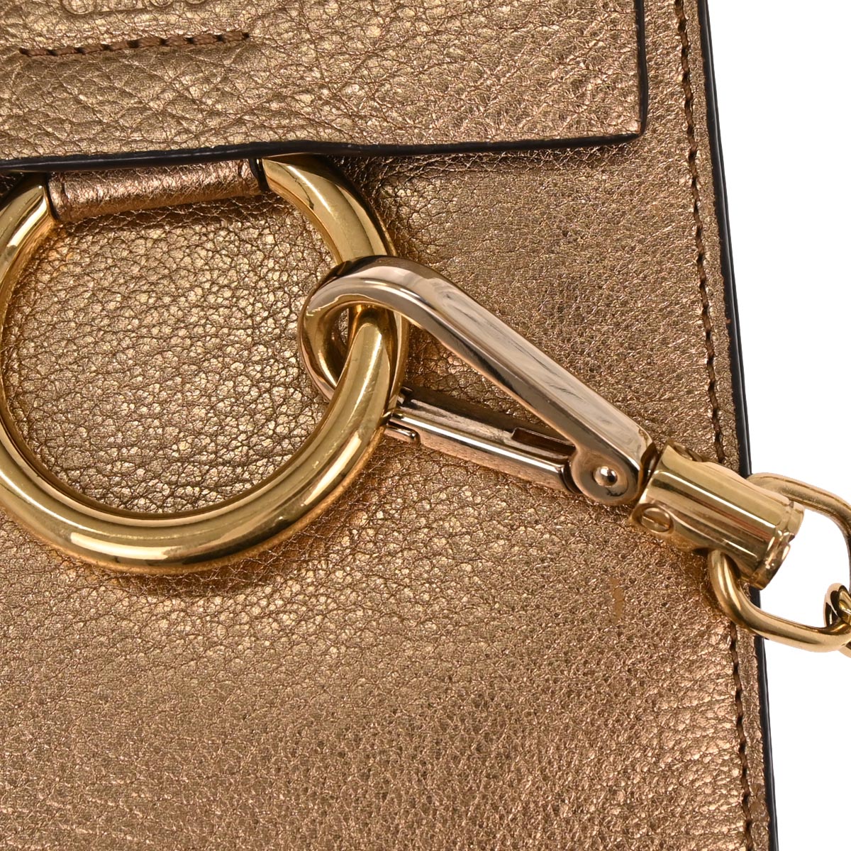 Chloe Gold Leather Faye Bracelet Shoulder Bag