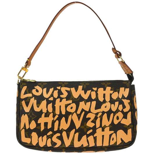 Louis Vuitton 2001 Beige Graffiti Pochette Accessoires Handbag M92193