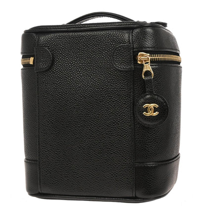 Chanel 2002-2003 Black Caviar Skin Timeless Vanity Handbag