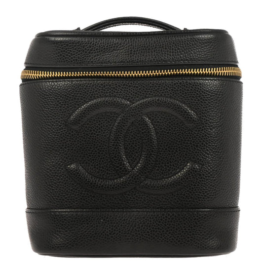 Chanel 2000-2002 Black Caviar Skin Timeless Vanity Handbag