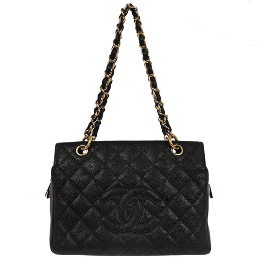 Chanel 2003-2004 Black Caviar Skin Petite Timeless Tote PTT Chain Handbag