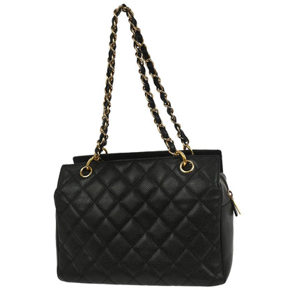 Chanel 2003-2004 Black Caviar Skin Petite Timeless Tote PTT Chain Handbag