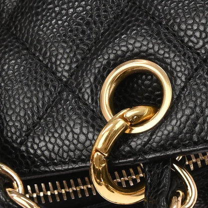 Chanel 2003-2004 Black Caviar Skin Petite Timeless Tote PTT Chain Handbag