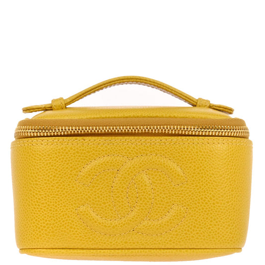 Chanel 1996-1997 Yellow Caviar Skin Vanity Handbag