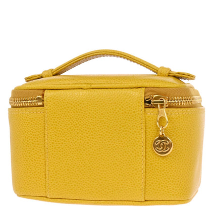 Chanel 1996-1997 Yellow Caviar Skin Vanity Handbag