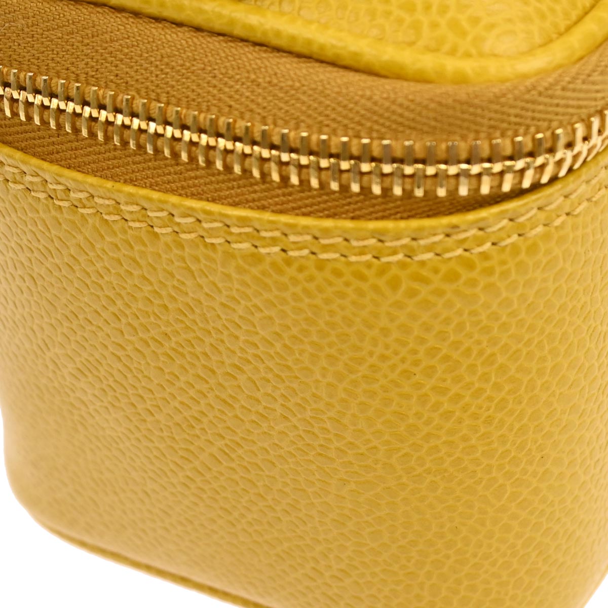 Chanel 1996-1997 Yellow Caviar Skin Vanity Handbag