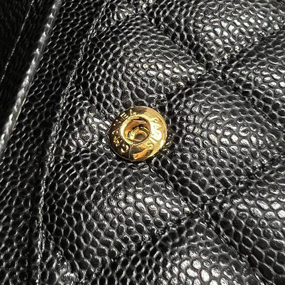 Chanel Black Caviar Skin Medium Classic Double Flap Shoulder Bag