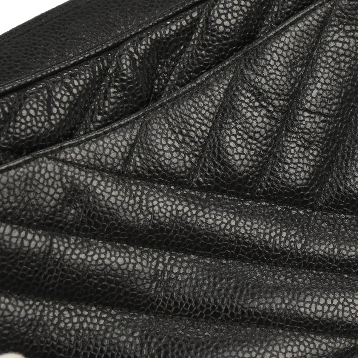 Chanel 1991-1994 Black Caviar Skin Bias Stitch Camera Bag Mini